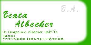 beata albecker business card